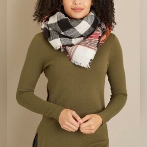 Duluth Trading NWOT Reversible 42” Plaid Scarf Gender Neutral Fall or Winter